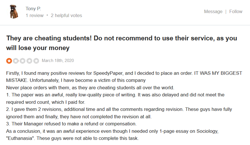 Speedypaper.com Customer reviews