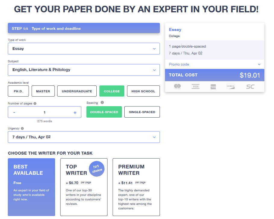 Masterpapers.com Order form