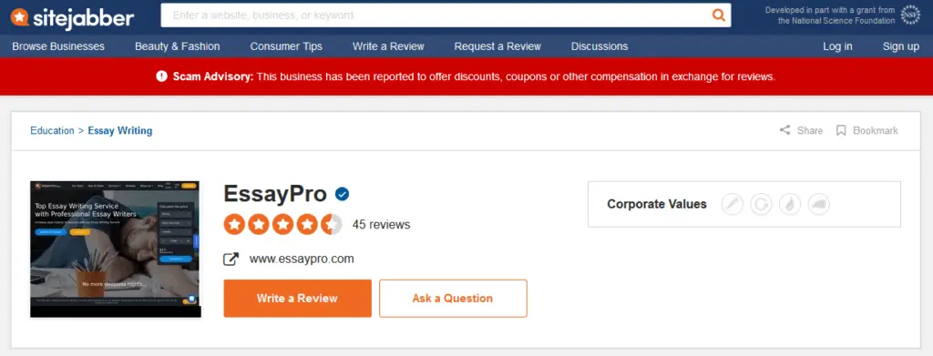 Essaypro.com Customer reviews 