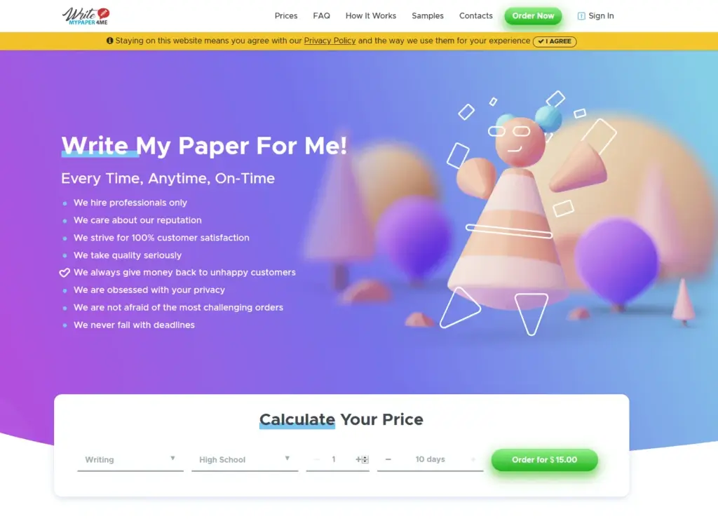 WriteMyPaper4Me homepage screenshot